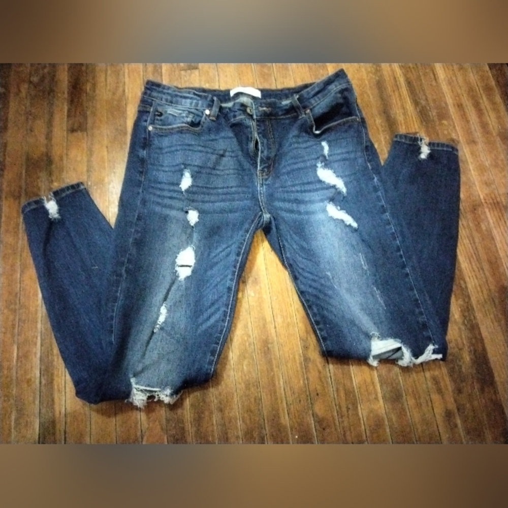 KanCan Midnight Blue Ripped Skinny Jeans